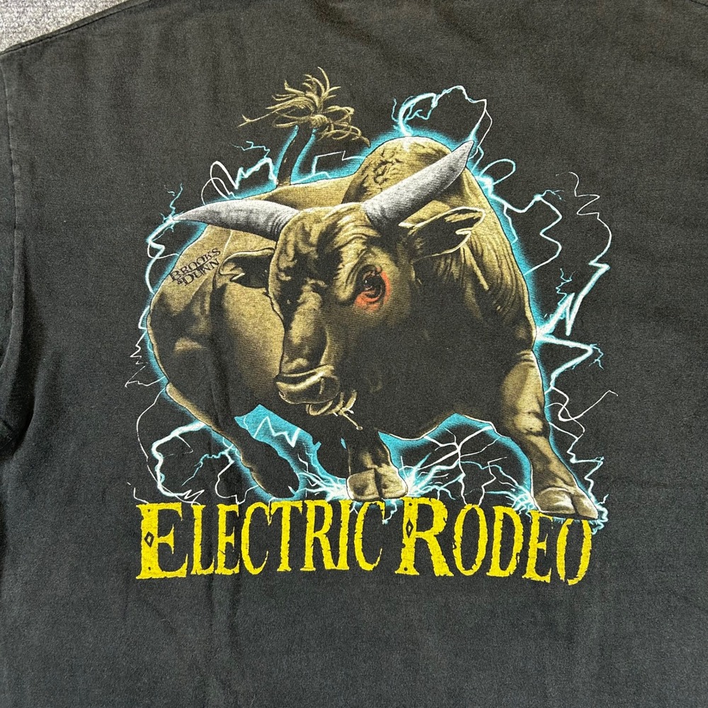 Vintage Brooks & Dunn Electric Rodeo T-Shirt XL Black 90s Country Band Tee Anvil - Picture 7 of 7